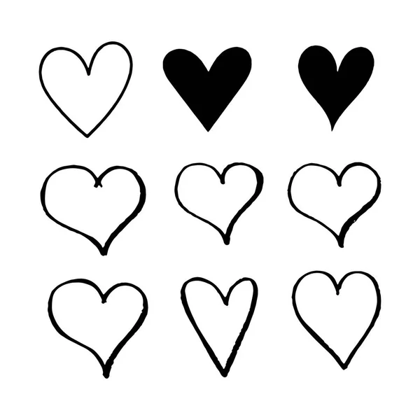 Conjunto de corazones vectoriales Estilo y forma diferentes — Archivo Imágenes Vectoriales