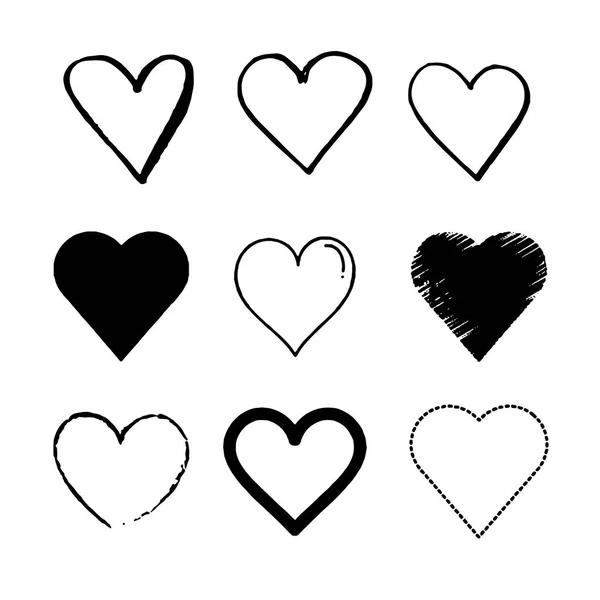 Vector hearts set Different style and shape — Stock Vector