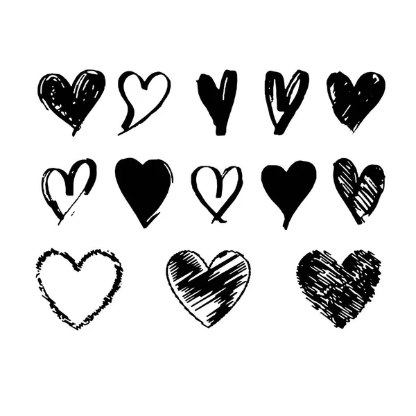 Conjunto de corazones vectoriales Estilo y forma diferentes — Vector de stock