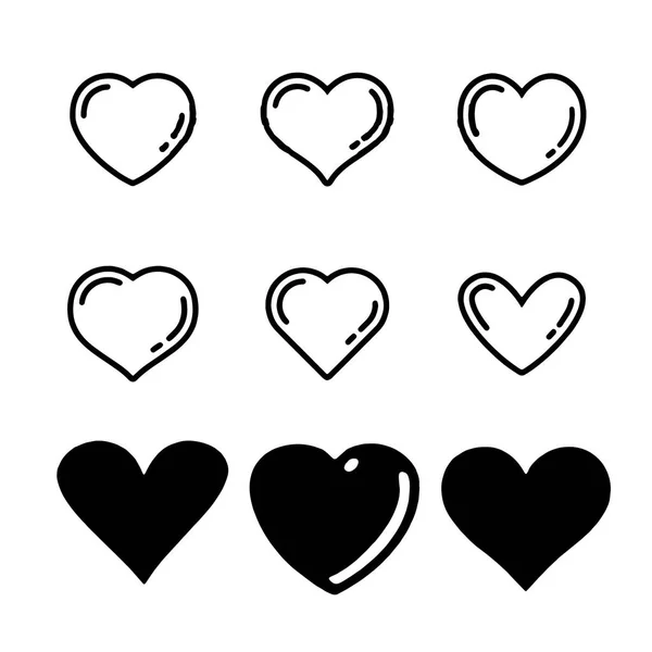 Vector hearts set Different style and shape — Stock Vector