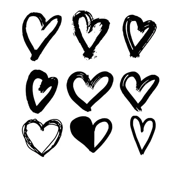 Conjunto de corazones vectoriales Estilo y forma diferentes — Vector de stock