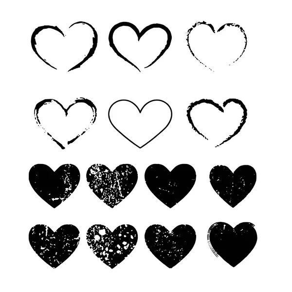 Conjunto de corazones vectoriales Estilo y forma diferentes — Archivo Imágenes Vectoriales