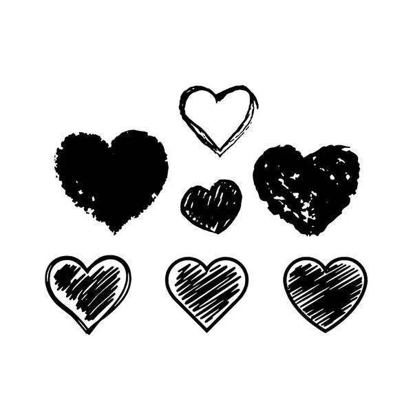 Conjunto de corazones vectoriales Estilo y forma diferentes — Vector de stock