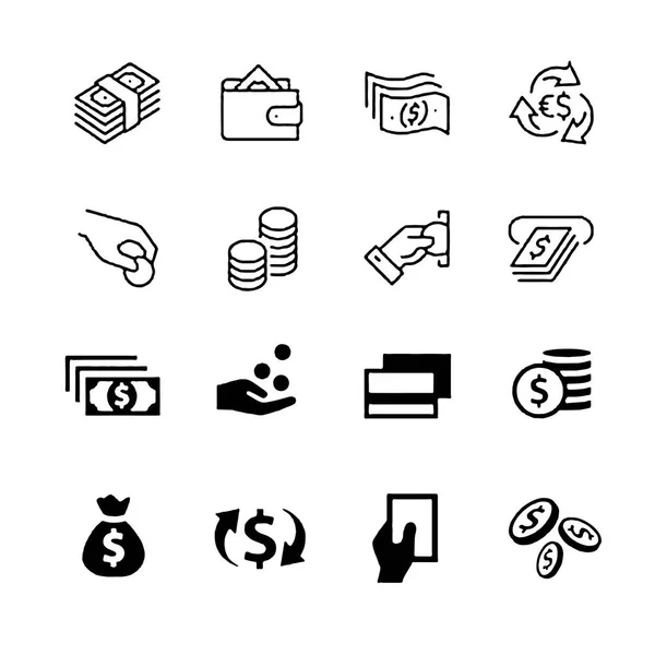 Icons set related to Money Wallet Vector — Stock Vector