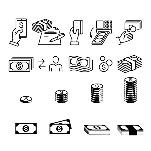 Icons set related to Money Wallet Vector — Stock Vector