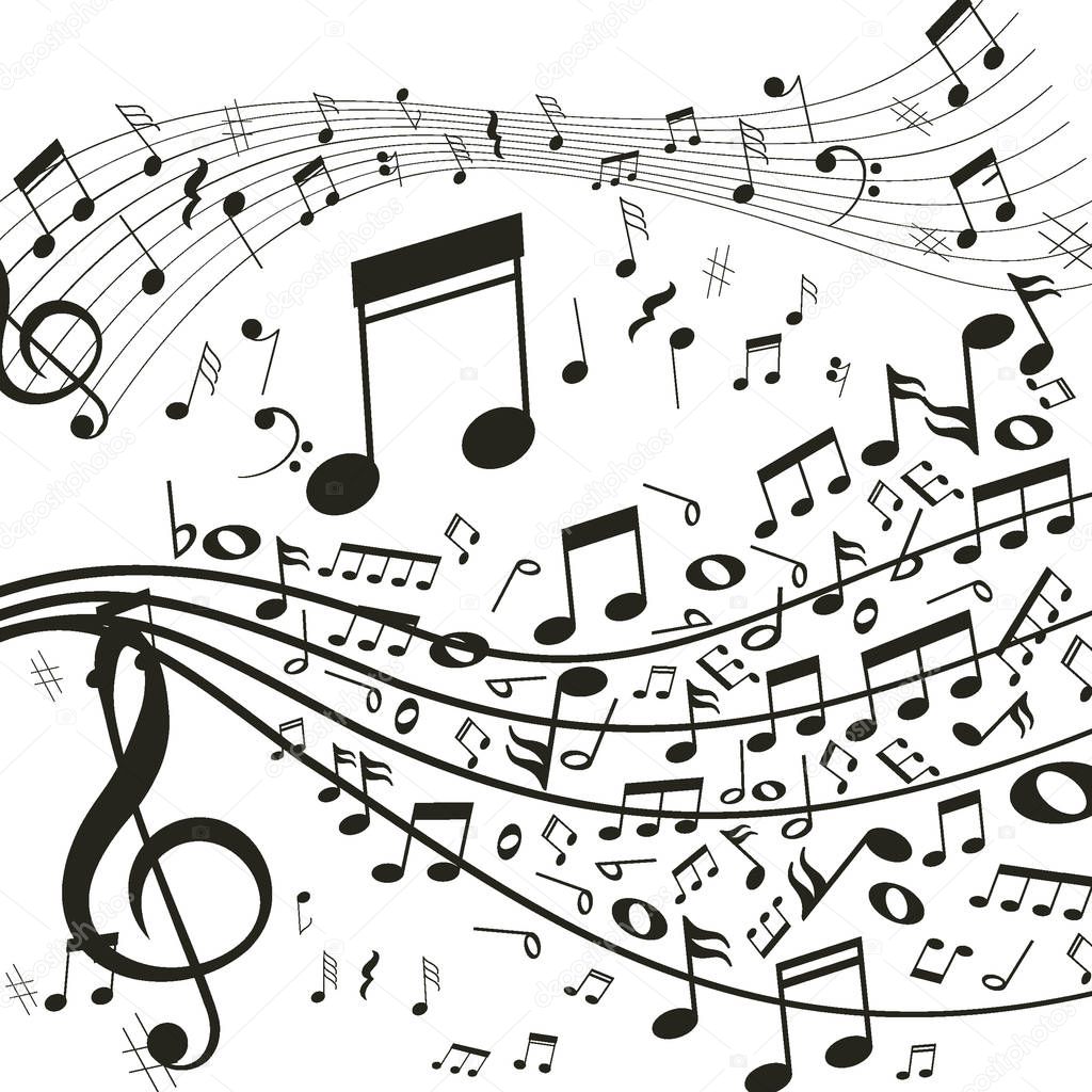 Music notes musical notes White background - Vector illustrator