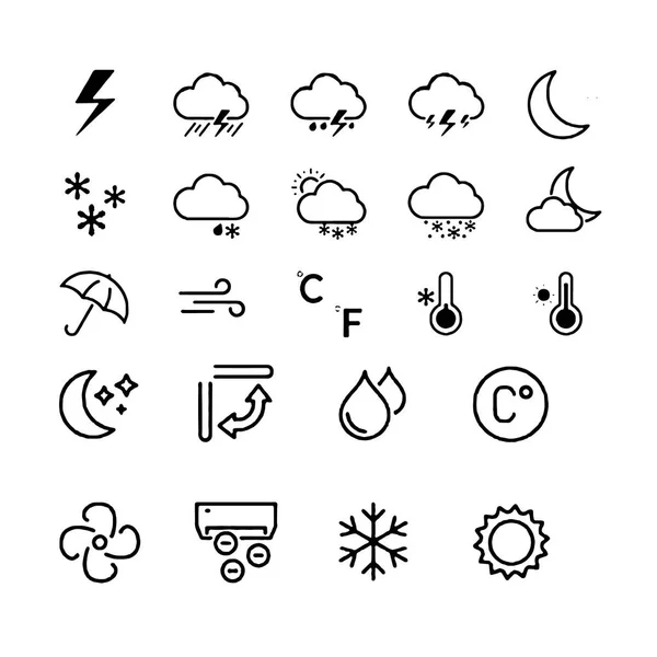 Wettersymbole mit weißem Hintergrundvektor — Stockvektor