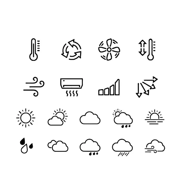 Иконки погоды с белым фоновым вектором — стоковый вектор
