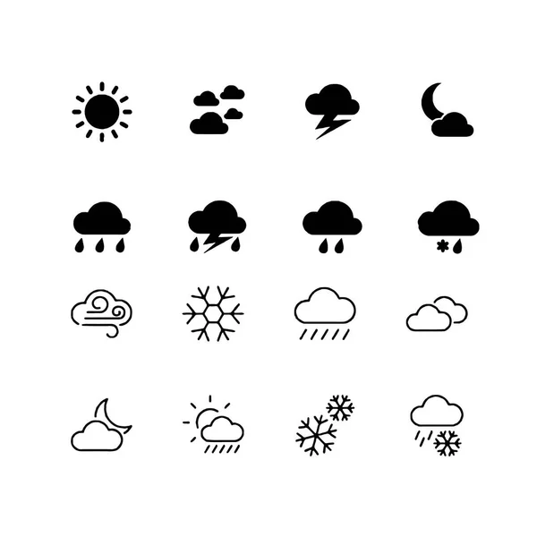 Icônes météo avec vecteur de fond blanc — Image vectorielle