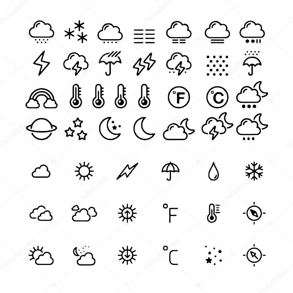 weather icons with White Background Vector