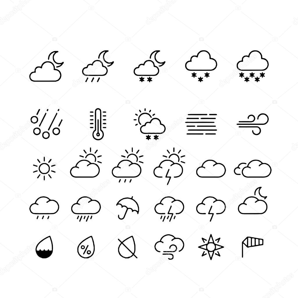 weather icons with White Background Vector