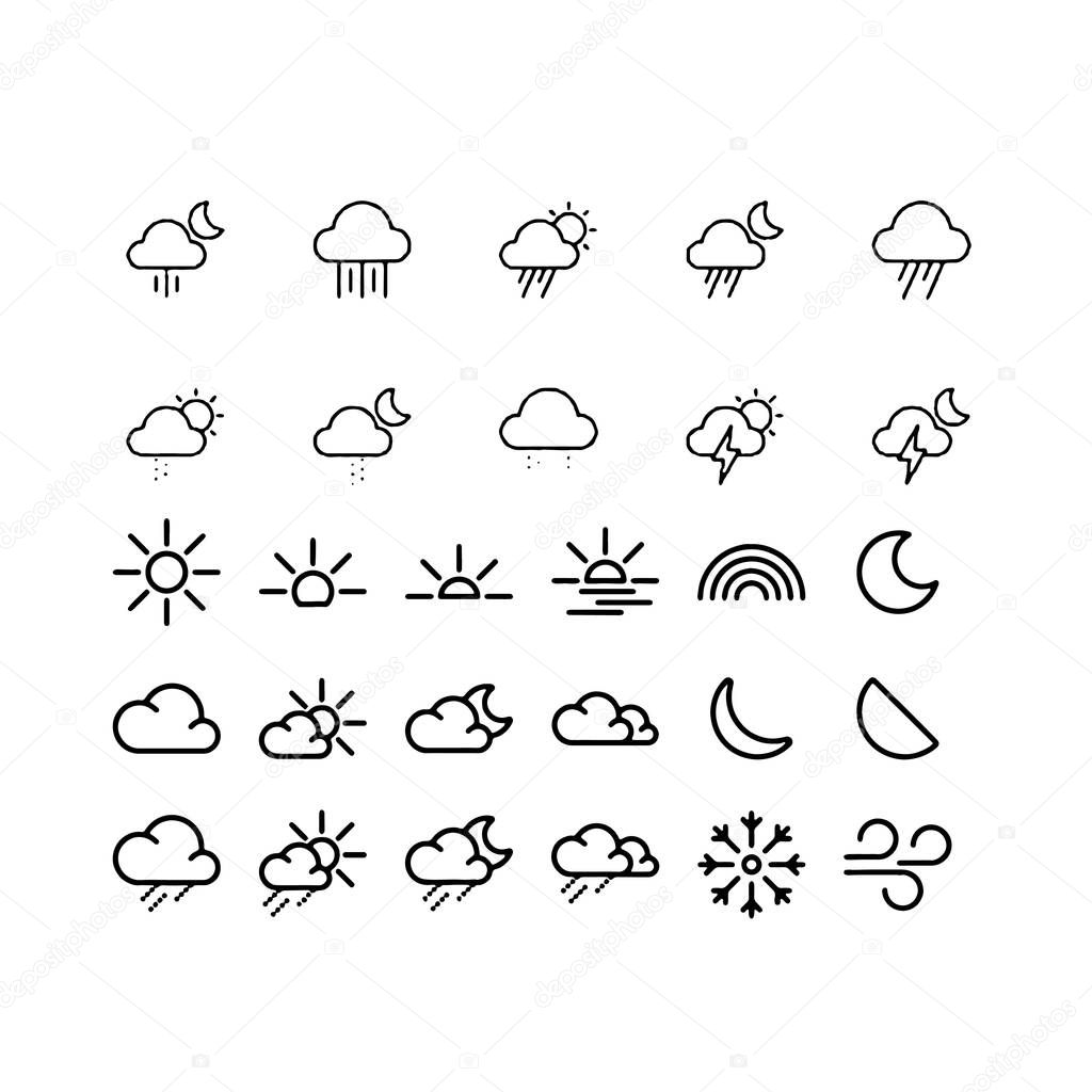 weather icons with White Background Vector