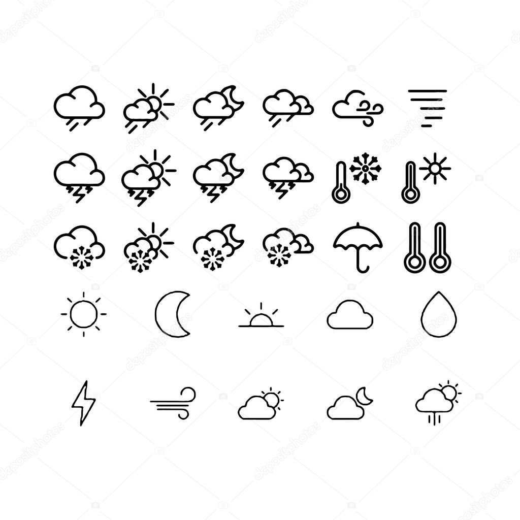 weather icons with White Background Vector