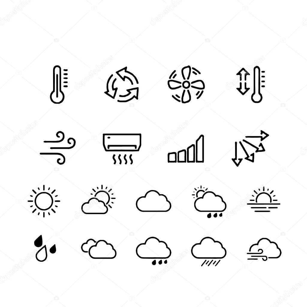 weather icons with White Background Vector