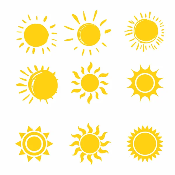 Sun Shapes Set Isolated on White Background Vector Illustration — Stock Vector