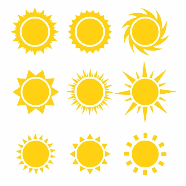 Conjunto de formas de sol isolado em fundo branco Vector Ilustração —  Vetores de Stock