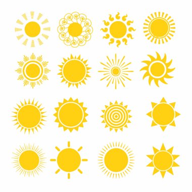 Картина, постер, плакат, фотообои "набор солнечных фигур изолирован на белом фоне
", артикул 309930970