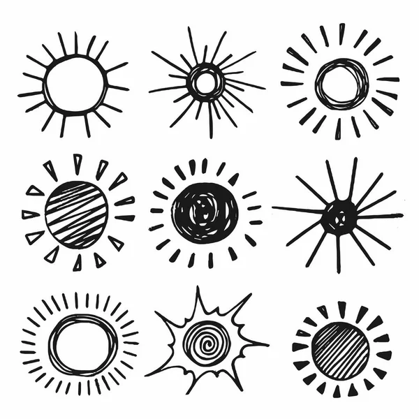 Conjunto de formas de sol isolado em fundo branco Vector Ilustração — Vetor de Stock