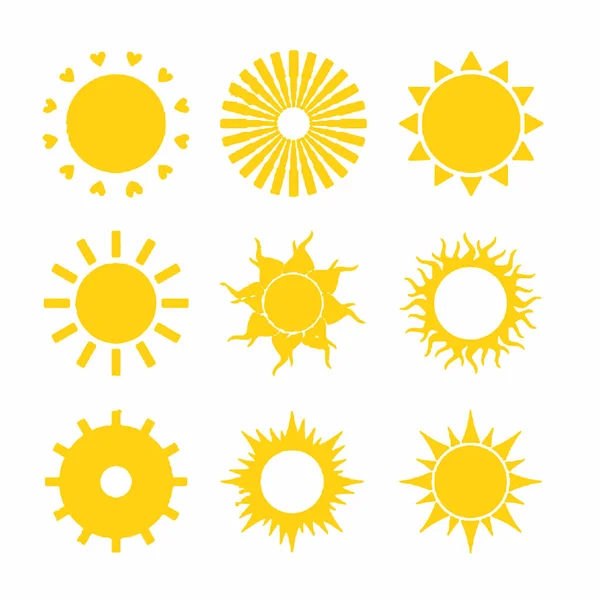 Sun Shapes Set Isolated on White Background Vector Illustration — Stock Vector