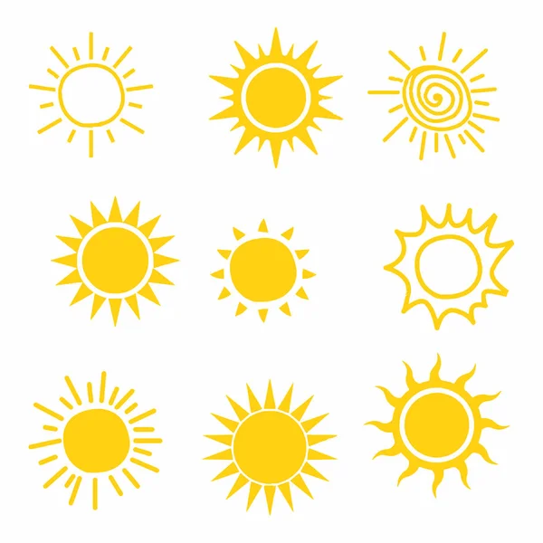 stock vector Sun Shapes Set Isolated on White Background Vector Illustration