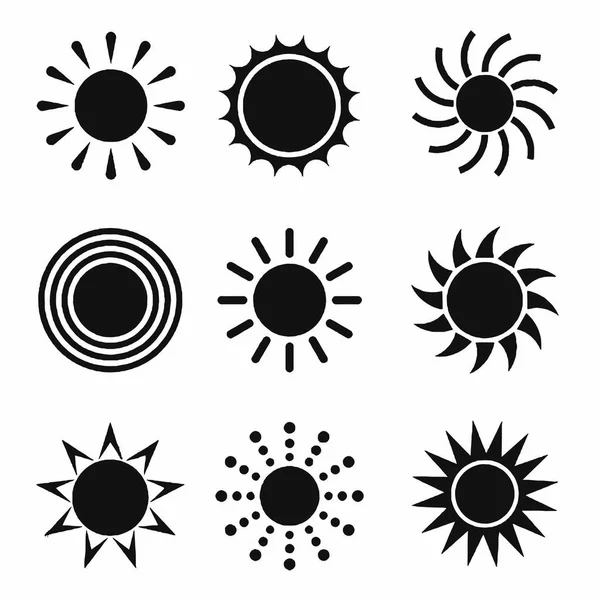 Conjunto de formas de sol aislado sobre fondo blanco Vector Ilustración — Vector de stock