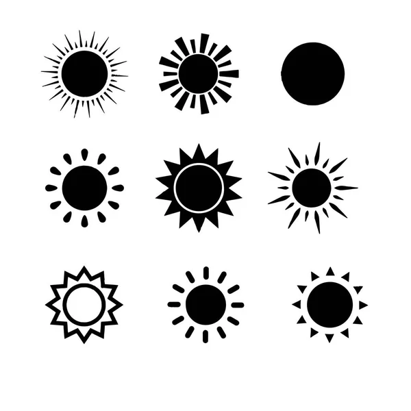 Conjunto de sol vetores mão desenhada ilustração Vector — Vetor de Stock