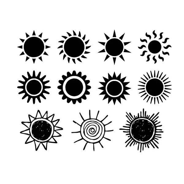 Sol puesta vectores mano dibujado ilustración vector — Archivo Imágenes Vectoriales