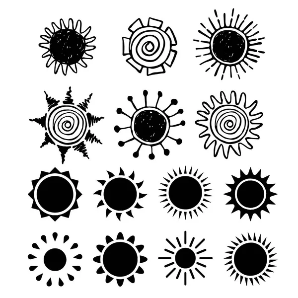 Sol puesta vectores mano dibujado ilustración vector — Archivo Imágenes Vectoriales