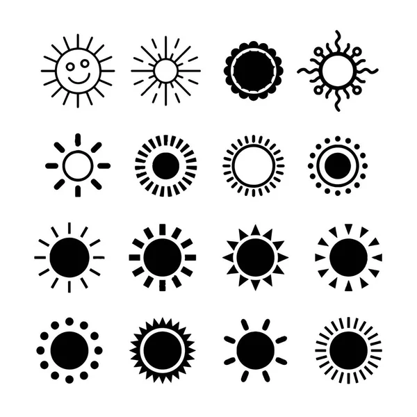 Conjunto de sol vetores mão desenhada ilustração Vector —  Vetores de Stock