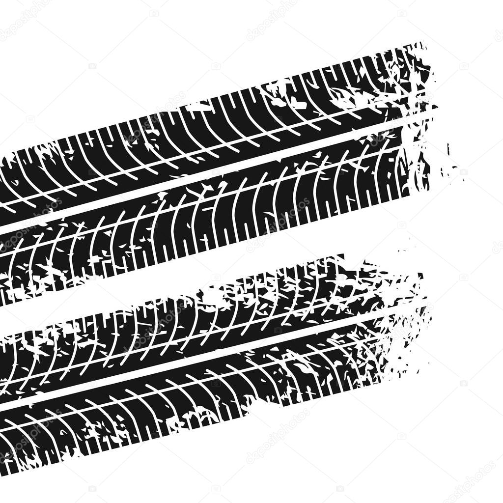 Grunge Tire Track Vector Print Dirty textured Vector illustration