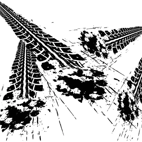 Grunge Pneu Track Vector Imprimer Illustration vectorielle texturée sale — Image vectorielle