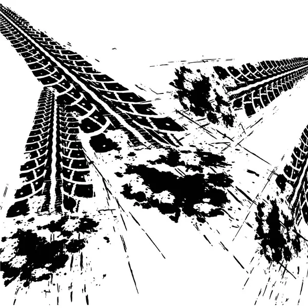 格伦格轮胎轨道矢量打印脏纹理矢量插图 — 图库矢量图片