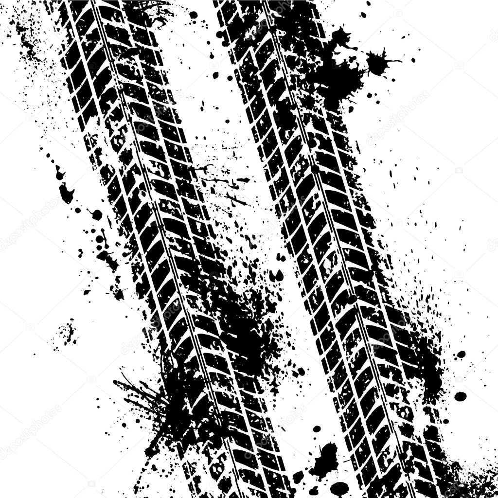 Grunge Tire Track Vector Print Dirty textured Vector illustration