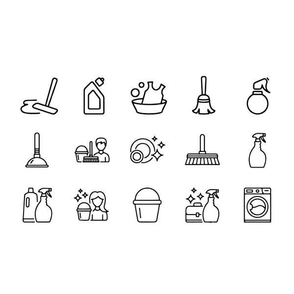 Set of Cleaning Related Vector Line Icons — Stock Vector