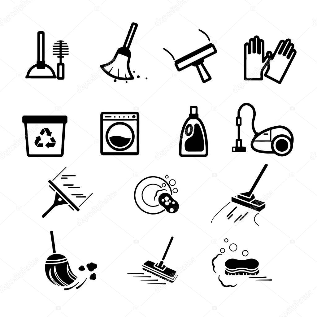 Set of Cleaning Related Vector Line Icons