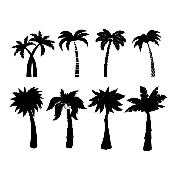 Palm trees tropical Set icon on white background — Stock Vector