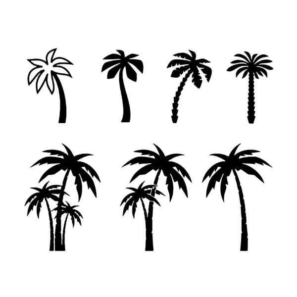 Palm trees tropical Set icon on white background — Stock Vector