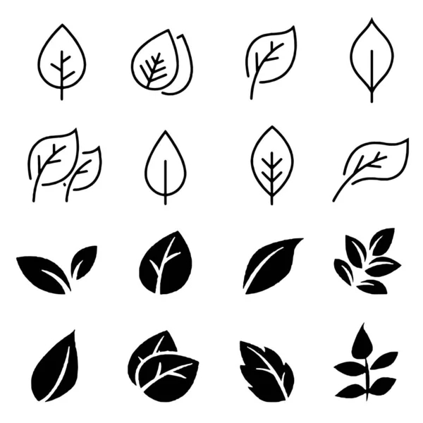 葉のアイコンセット白い背景の葉のアイコンベクトルセット孤立 — ストックベクタ