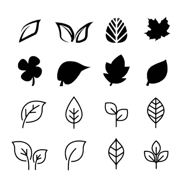 Leaf icon set white background Leaves icon vector set isolated — Stock Vector