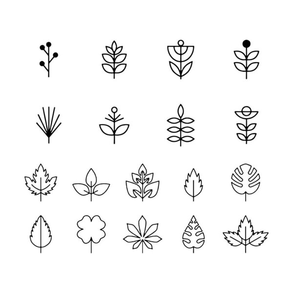 leaf icon set white background Leaves icon vector set isolated