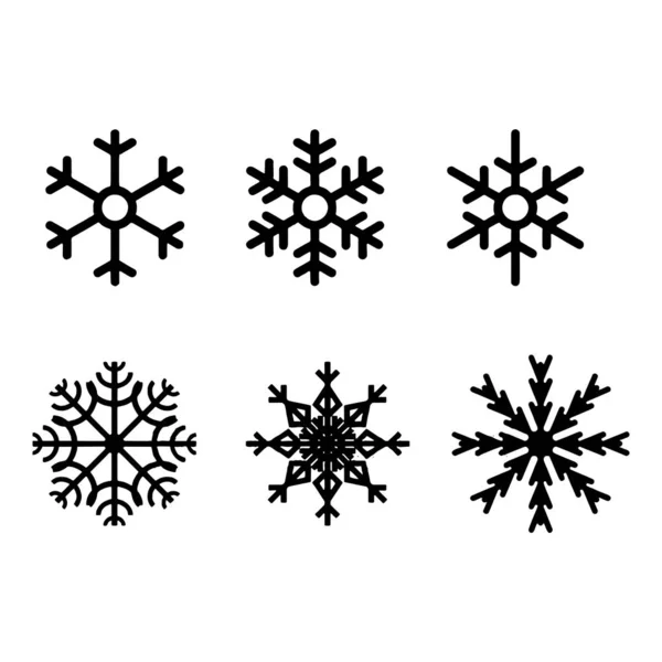 Illustrazione della silhouette del vettore nero delle icone del fiocco di neve — Vettoriale Stock