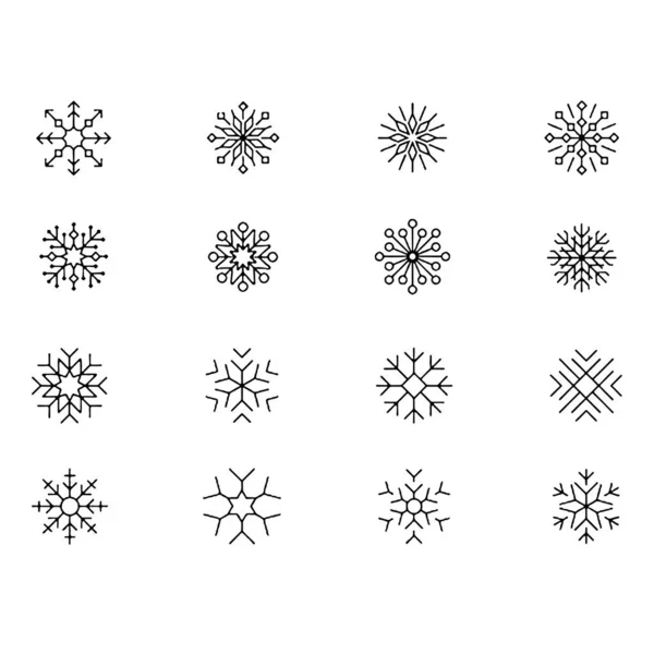 Иконы-снежинки с черным векторным силуэтом — стоковый вектор