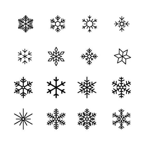 Νιφάδα χιονιού εικονίδια διάνυσμα μαύρη σιλουέτα εικονογράφηση — Διανυσματικό Αρχείο