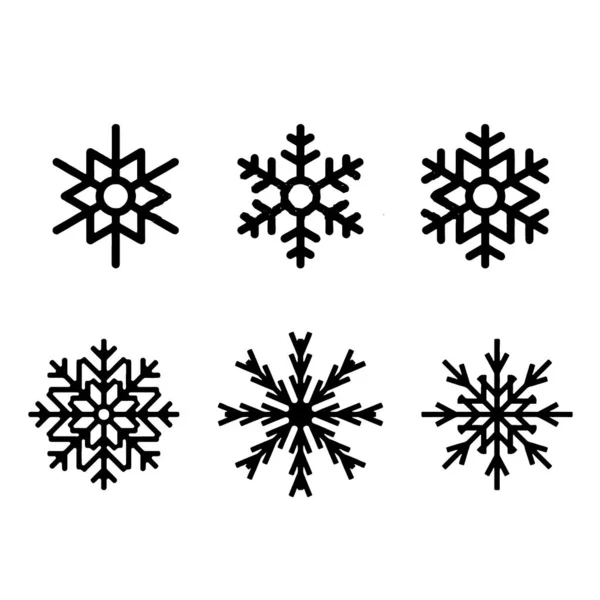 Iconos de copo de nieve Negro Vector Silueta Ilustración — Vector de stock
