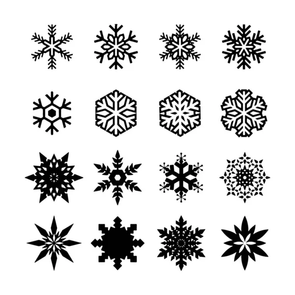 Schneeflocke Symbole schwarzer Vektor Silhouette Illustration — Stockvektor