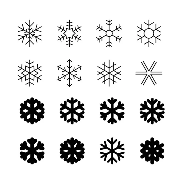 雪の結晶アイコン黒いベクター シルエット イラスト — ストックベクタ