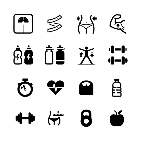 Saúde e Fitness ícones estilo de vida símbolos definir design vetorial — Vetor de Stock