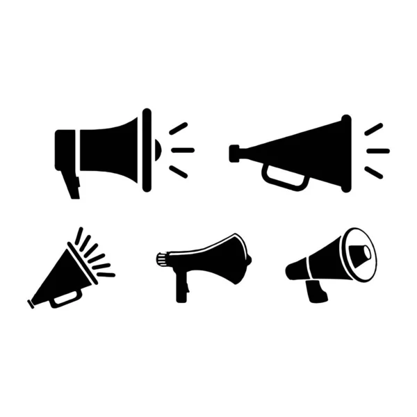 Iconos de megáfono Set Gráficos vectoriales de altavoz fondo blanco — Vector de stock