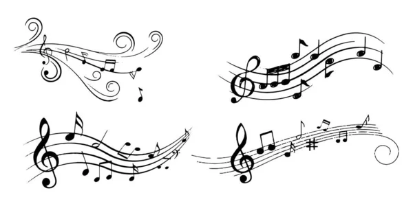 Music notes and melody vector icon isolated on white background — Stock Vector