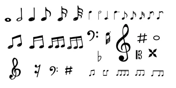 Notes de musique et icône vectorielle mélodie isolée sur fond blanc — Image vectorielle